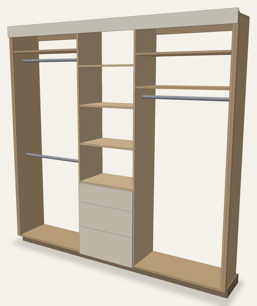 Wardrobe Wall (Floor-to-Ceiling) — product drawing
