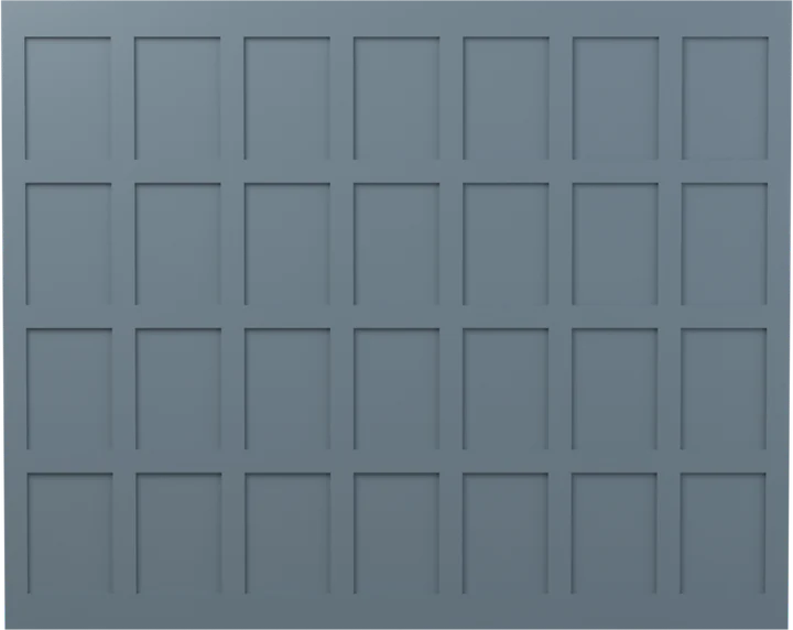 A board-and-batten feature wall — even bays of battens with a capped top rail